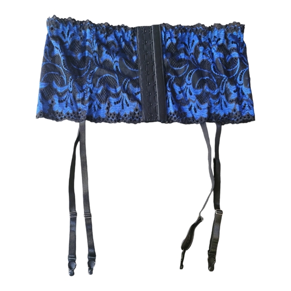 Avidlove Blue and Black 3-Piece Bra, Garter, and G-String Sexy Lace Lingerie, L - Picture 7 of 15